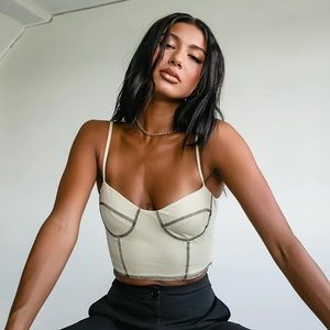 Princess Polly Leilani Beige Crop Strappy Tank Top